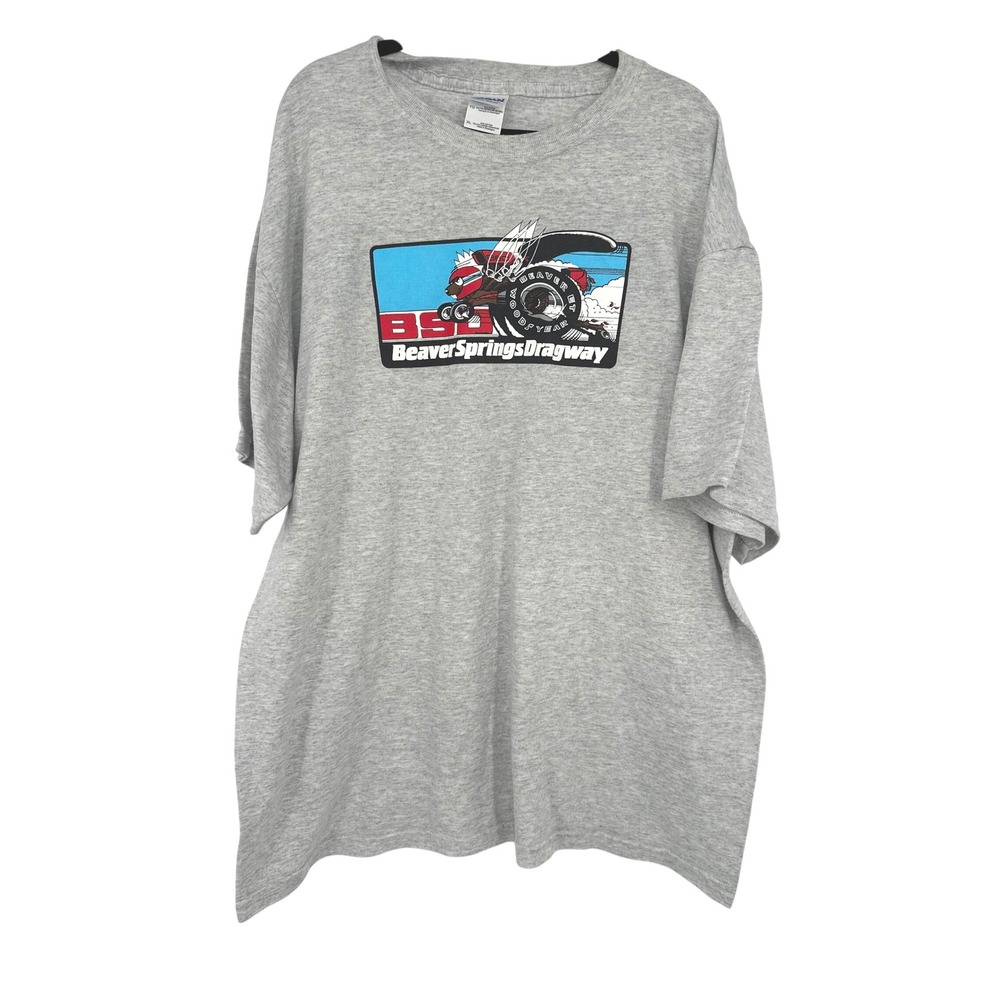 Gildan Beaver Springs Dragway T-Shirt Mens XL Gray Drag Racing Graphic Tee